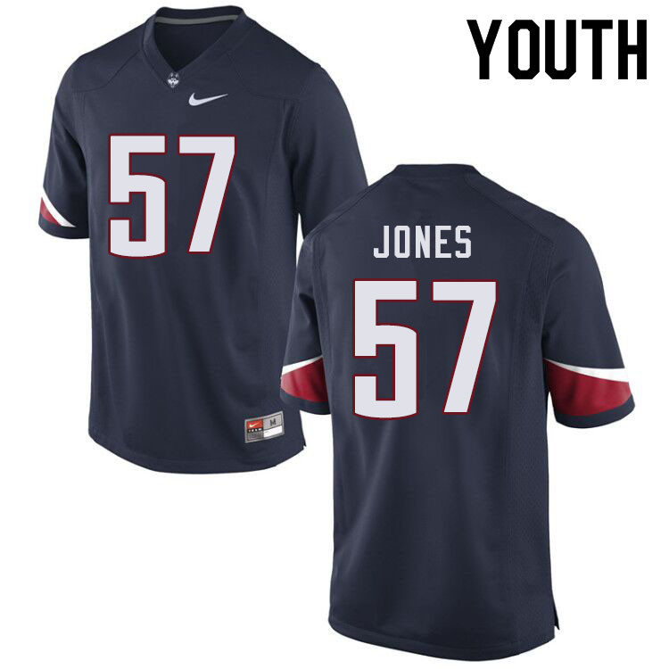 Youth #57 Travis Jones Uconn Huskies College Football Jerseys Sale-Navy - Click Image to Close